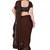 brown sequin embroidered lycra blend ready to wear saree with unstitched blouse