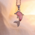 Silver mermaid tail pendant necklace for women | pink stone charm
