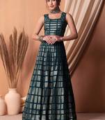 teal blue georgette embroidered lehenga choli with dupatta