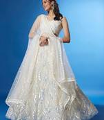 white net embroidered lehenga choli with dupatta