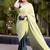 yellow ombre chinnon saree with unstitched blouse