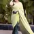yellow ombre chinnon saree with unstitched blouse