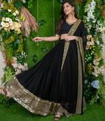 black georgette embroidered lehenga choli with dupatta