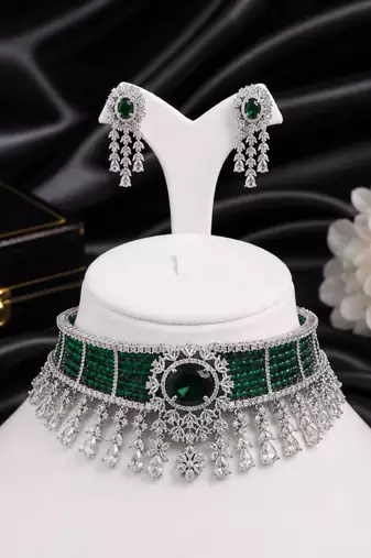 Prestige Rhodium Finish Diamond Choker Set