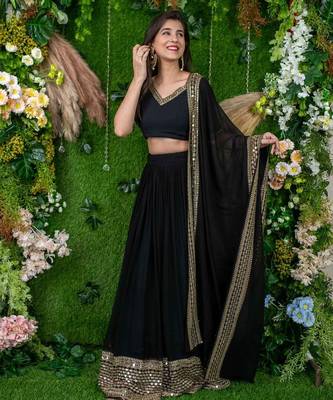 black georgette embroidered lehenga choli with dupatta 2