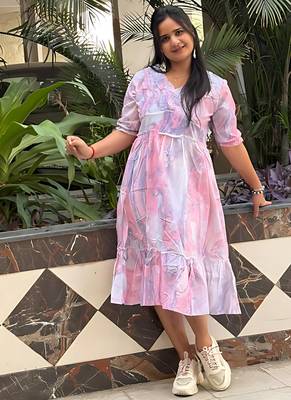 Women's rayon printed designer casual  & Party Wear flared dress 2