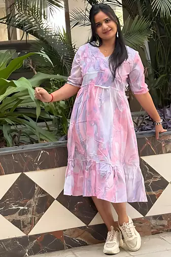 Women's rayon printed designer casual  & Party Wear flared dress