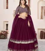 purple georgette embroidered lehenga choli with dupatta