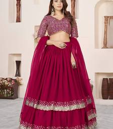 pink georgette embroidered lehenga choli with dupatta