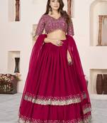 pink georgette embroidered lehenga choli with dupatta