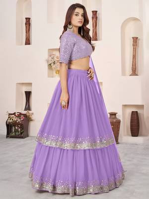 lavender georgette embroidered lehenga choli with dupatta 3