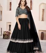 black georgette embroidered lehenga choli with dupatta