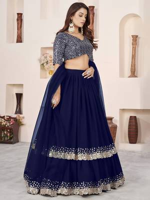 blue georgette embroidered lehenga choli with dupatta 2