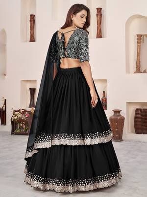 black georgette embroidered lehenga choli with dupatta 4