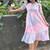 pink rayon printed dress