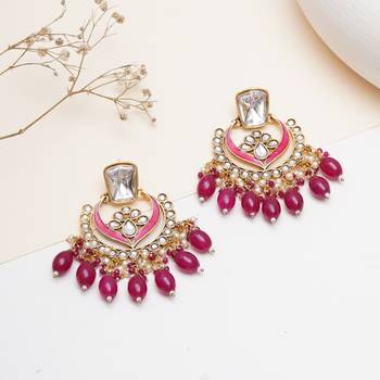 Abhika creations royal kundan meenakari chandbali earrings 1