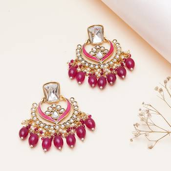Abhika creations royal kundan meenakari chandbali earrings 3