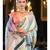 sky blue digital print satin saree with unstitched blouse