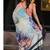 sky blue digital print satin saree with unstitched blouse