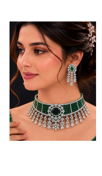 Prestige Rhodium Finish Diamond Choker Set 6