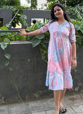 Women's rayon printed designer casual  & Party Wear flared dress 5