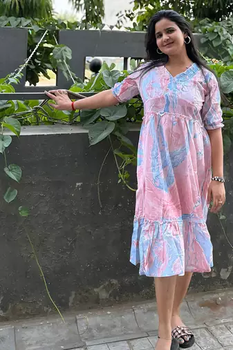 Women's rayon printed designer casual  & Party Wear flared dress