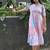 pink rayon printed dress