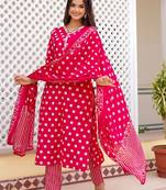 pink rayon printed kurta sets