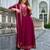 Floral embroidered silk v neck kurta trouser & dupatta set