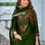 Floral embroidered silk v neck kurta trouser & dupatta set