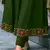 Floral embroidered silk v neck kurta trouser & dupatta set