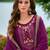Floral embroidered silk v neck kurta trouser & dupatta set