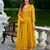 Floral embroidered silk v neck kurta trouser & dupatta set