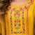 Floral embroidered silk v neck kurta trouser & dupatta set