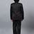 Boys black satin indo western sherwani & trouser set with sequined waistcoat