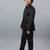 Boys black satin indo western sherwani & trouser set with sequined waistcoat