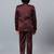 Boys maroon satin indo western sherwani & trouser set with sequined waistcoat