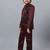 Boys maroon satin indo western sherwani & trouser set with sequined waistcoat