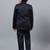 Boys navy blue satin indo western sherwani & trouser set with sequined waistcoat