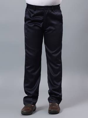 Boys navy blue satin indo western sherwani & trouser set with sequined waistcoat 5