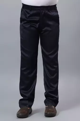 Boys navy blue satin indo western sherwani & trouser set with sequined waistcoat