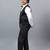 Boys black satin floral beads & sequins embellished 3 piece party suit set with bowtie