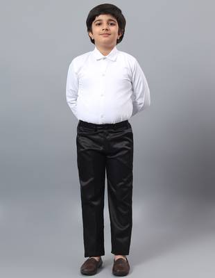 Boys black satin floral beads & sequins embellished 3 piece party suit set with bowtie 5