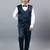 Boys dark blue satin floral beads & sequins embellished 3 piece party suit set with bowtie