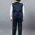Boys dark blue satin floral beads & sequins embellished 3 piece party suit set with bowtie