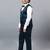 Boys dark blue satin floral beads & sequins embellished 3 piece party suit set with bowtie