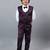 Boys wine satin floral beads & sequins embellished 3 piece party suit set with bowtie