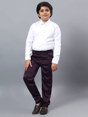 Boys wine satin floral beads & sequins embellished 3 piece party suit set with bowtie 5