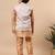Boys golden cotton silk kurta pyjama set with geometric jacquard jacket