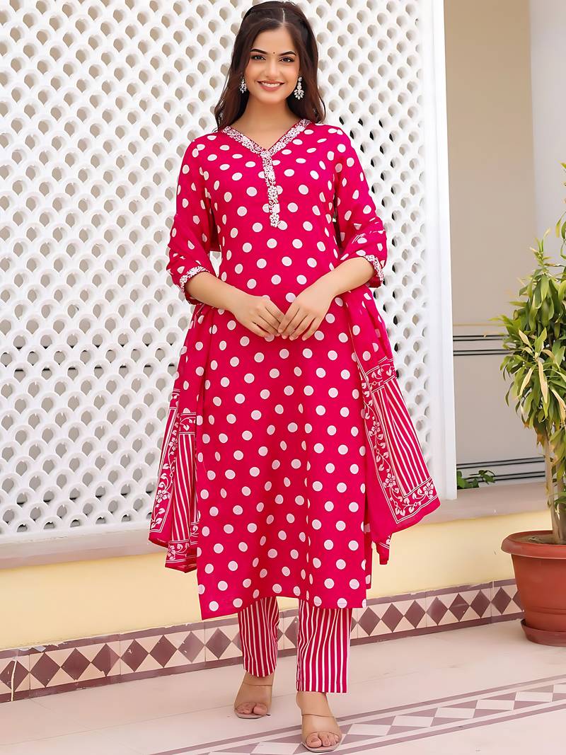 pink rayon printed kurta sets